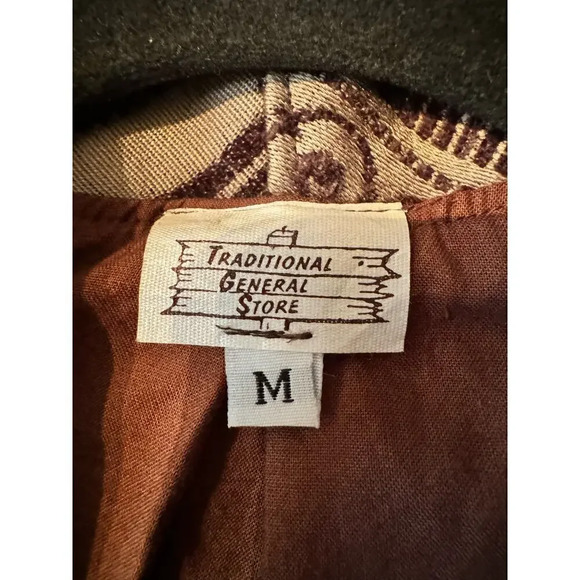 Vintage Traditional General Store Cotton tapestry open front jacket Unique M - Picture 8 of 8